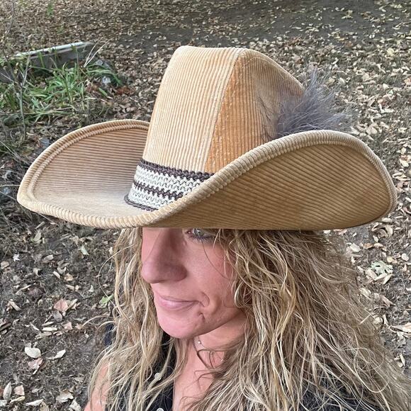 Vintage 70s Corduroy Cowboy Hat Union Made - Picture 1 of 7